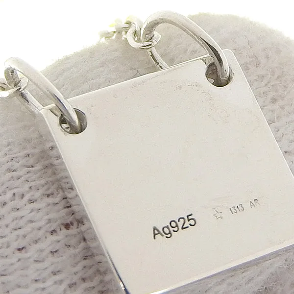 Square logo plate Silver 925 Ladies Necklace A-rank
