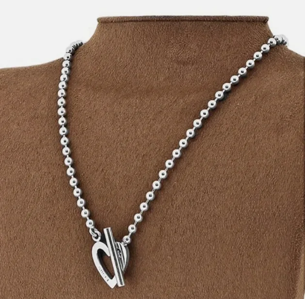 Heart Interlocking Logo Pendant Necklace Ladies Silver925 J1970CA409