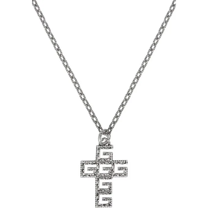 Silver Square G Cross Necklace