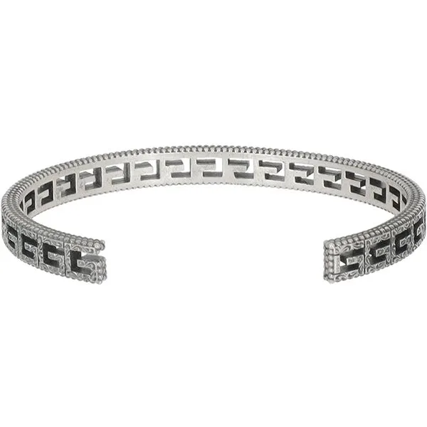 Cubed G Motif Logo Cuff Bracelet in Sterling Silver