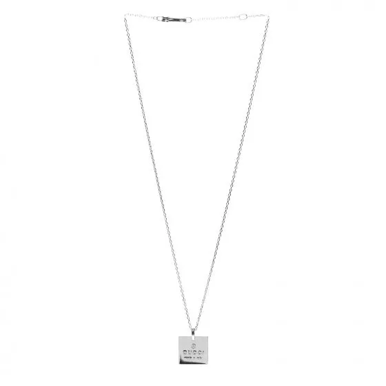 Sterling Silver Trademark Logo Square Pendant Necklace