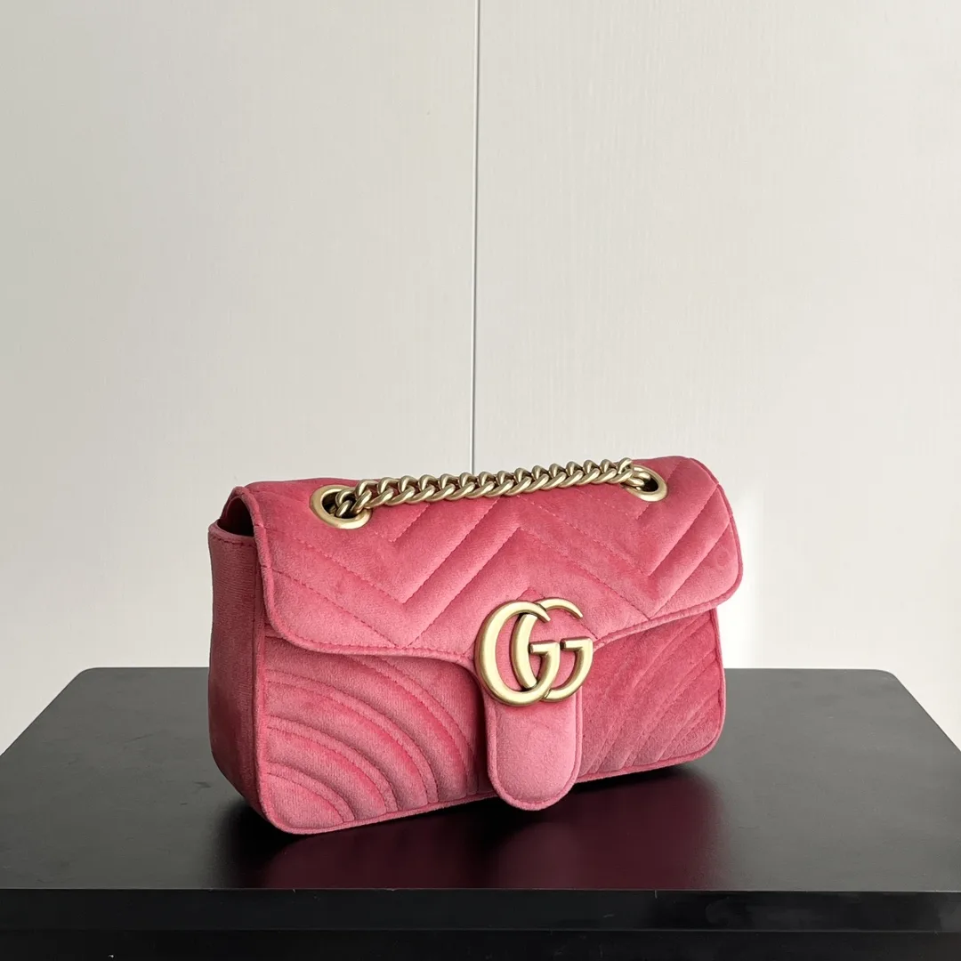 Gucci GG Marmont Velvet Collection - Red Cherry Blossom Bag