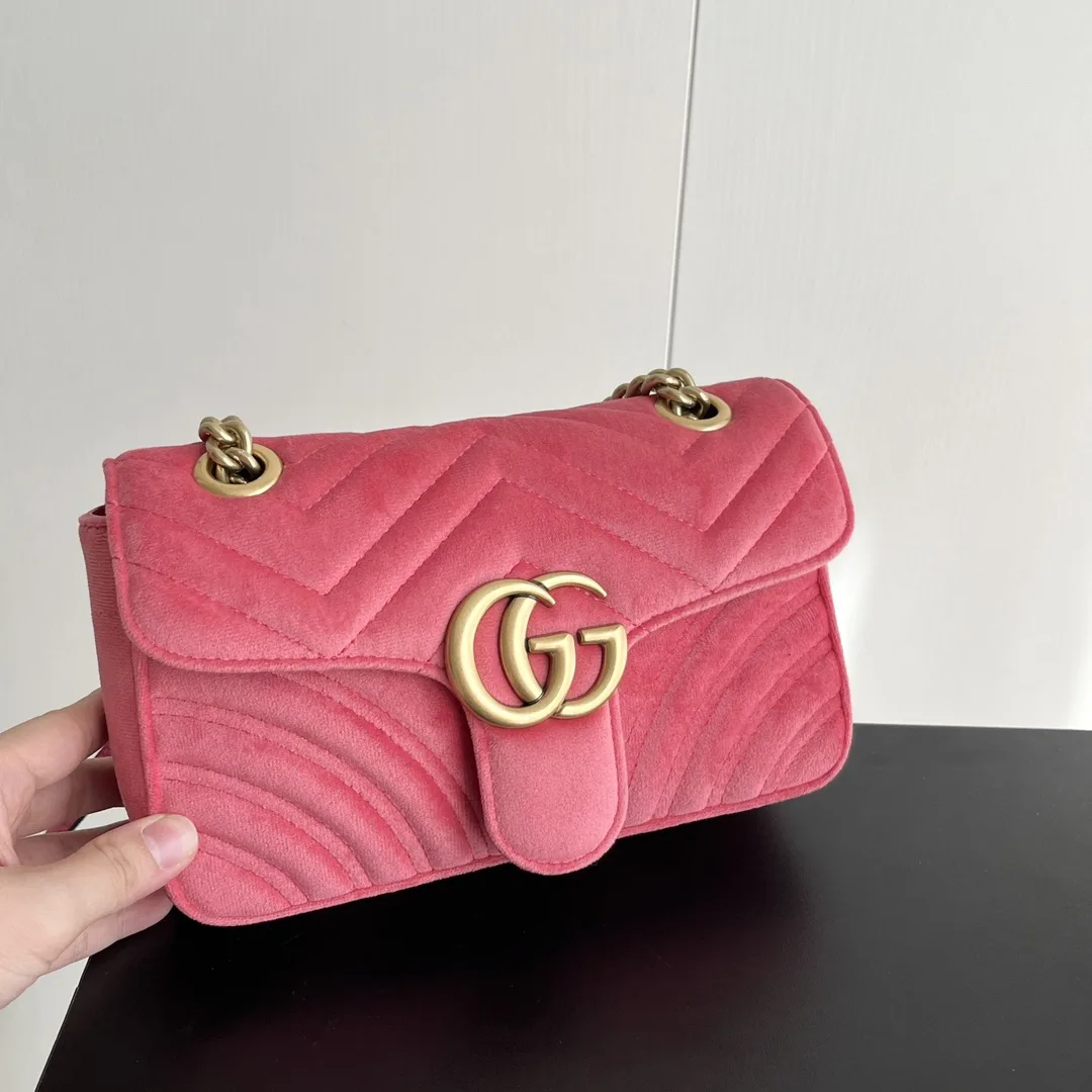 Gucci GG Marmont Velvet Collection - Red Cherry Blossom Bag