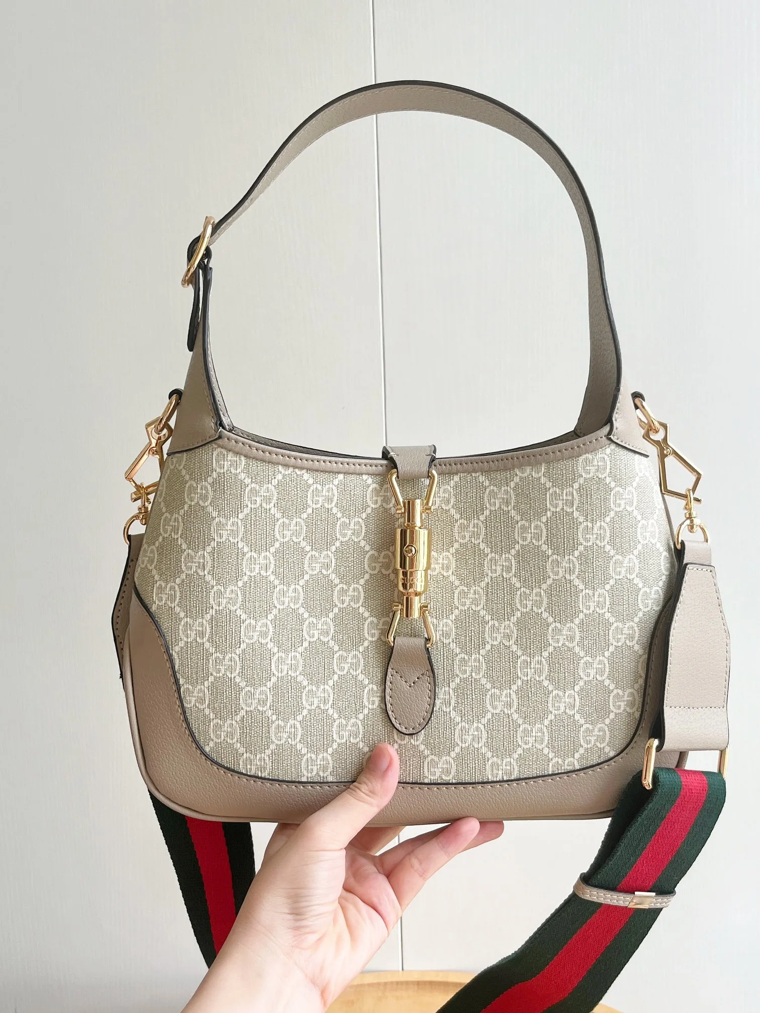 Gucci Jackie 1961 Small GG And Leather Bag
