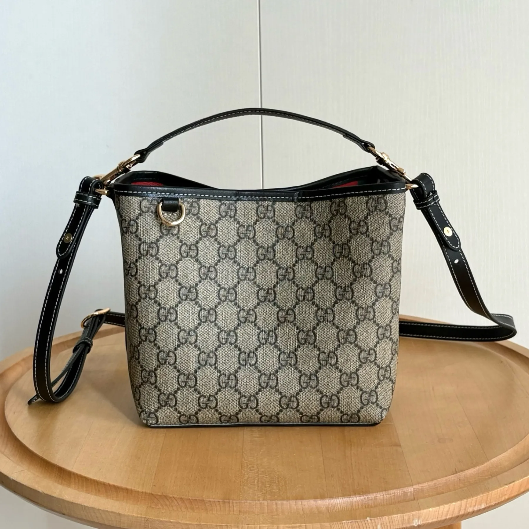 Gucci GG Emblem Bucket Bag - Black