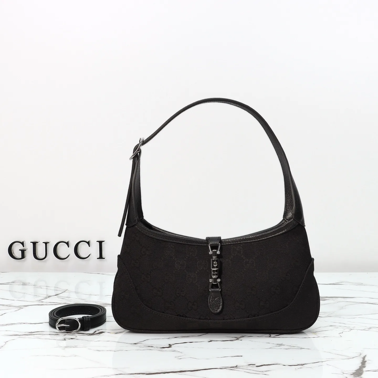 Gucci Jackie Slim small shoulder bag Black GG canvas - Bag