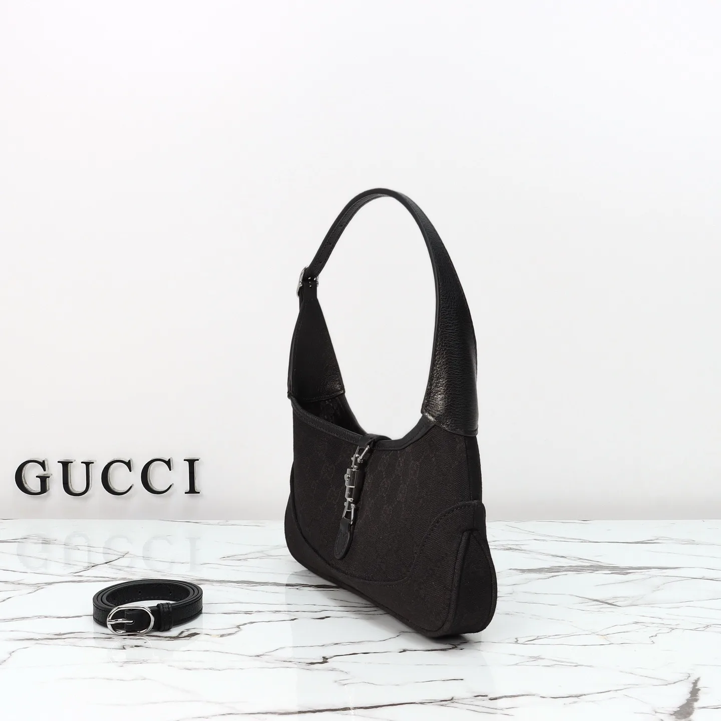 Gucci Jackie Slim small shoulder bag Black GG canvas - Bag
