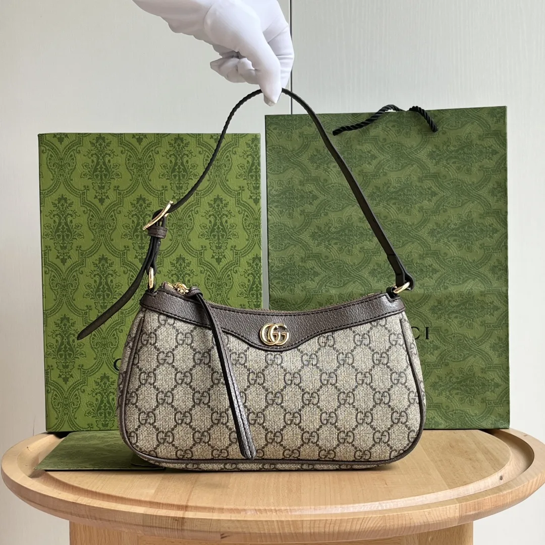 Gucci Ophidia Collection Small Handbag - Beige And Dark Brown Bag