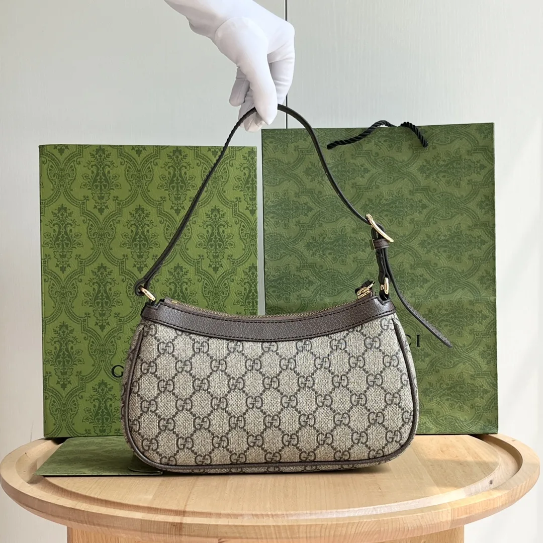Gucci Ophidia Collection Small Handbag - Beige And Dark Brown Bag