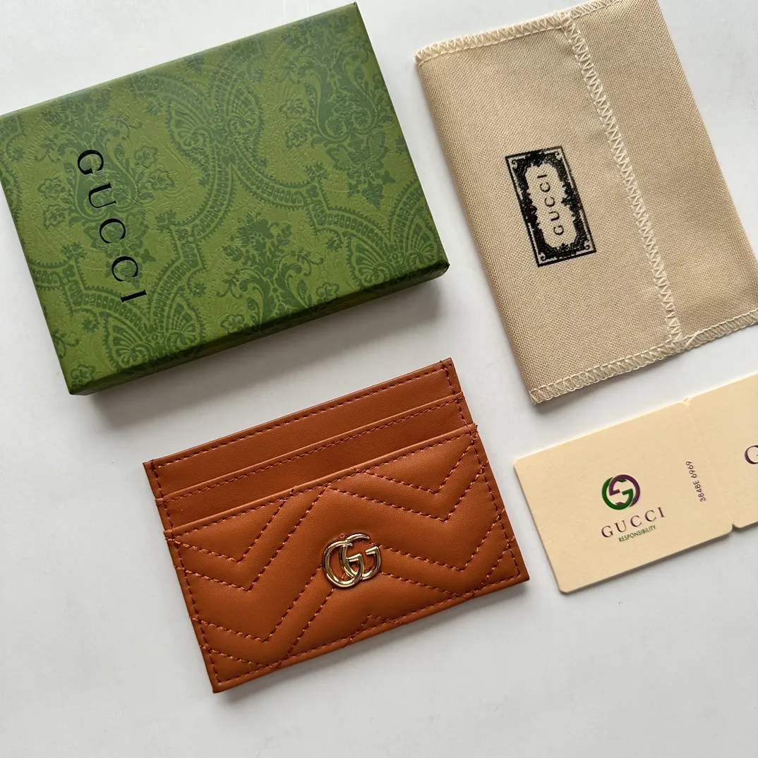 Gucci GG Marmont card case orange leather-wallet