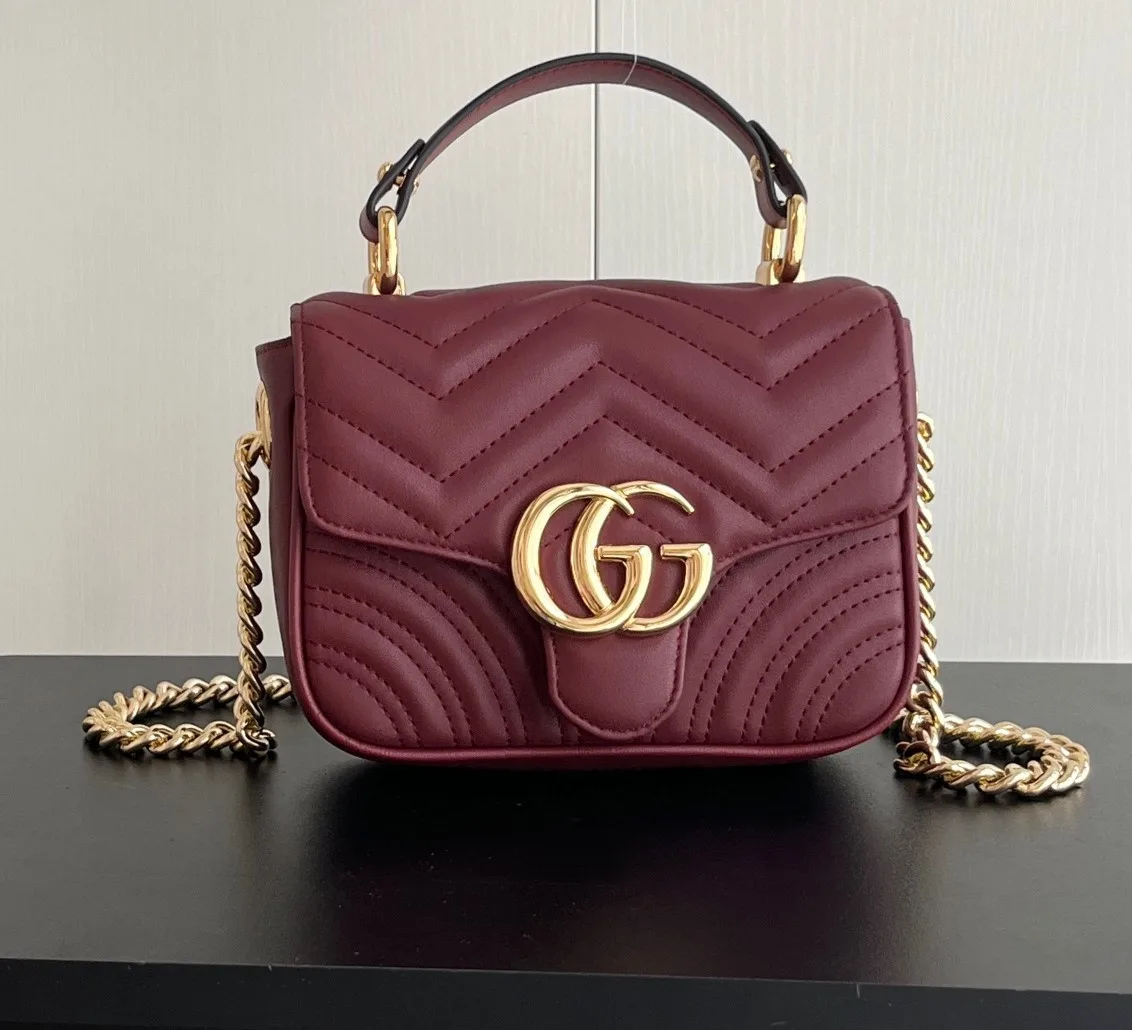 Gucci GG Marmont Mini Top Handle Bag-Red - Bag