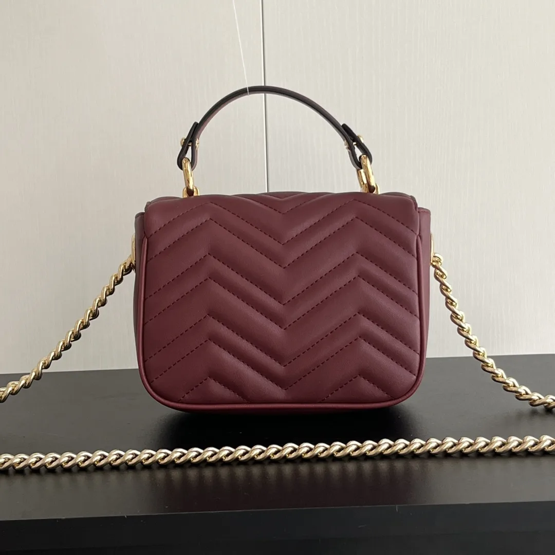 Gucci GG Marmont Mini Top Handle Bag-Red - Bag