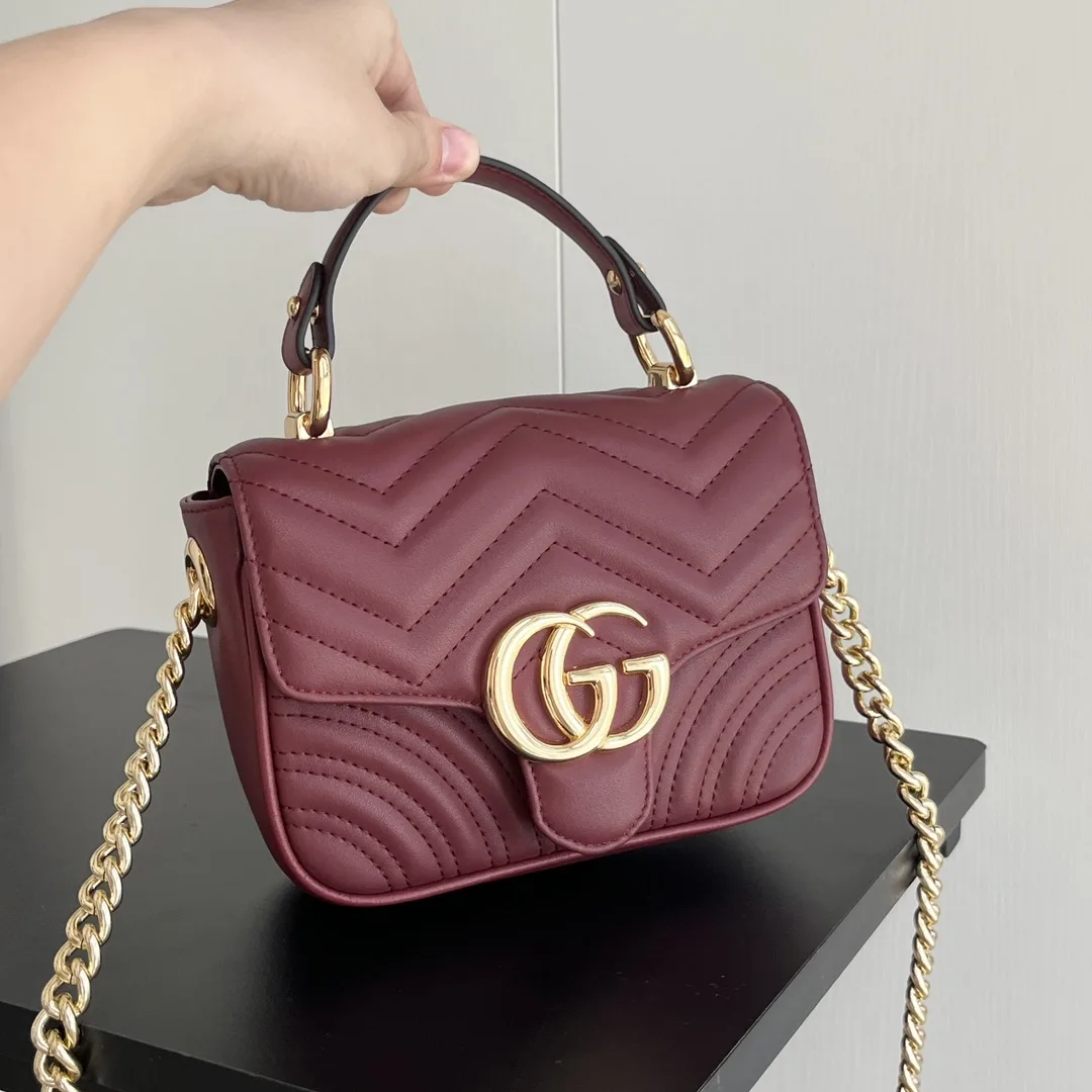 Gucci GG Marmont Mini Top Handle Bag-Red - Bag