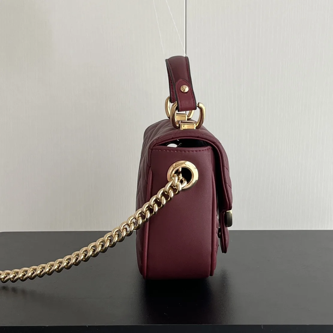 Gucci GG Marmont Mini Top Handle Bag-Red - Bag