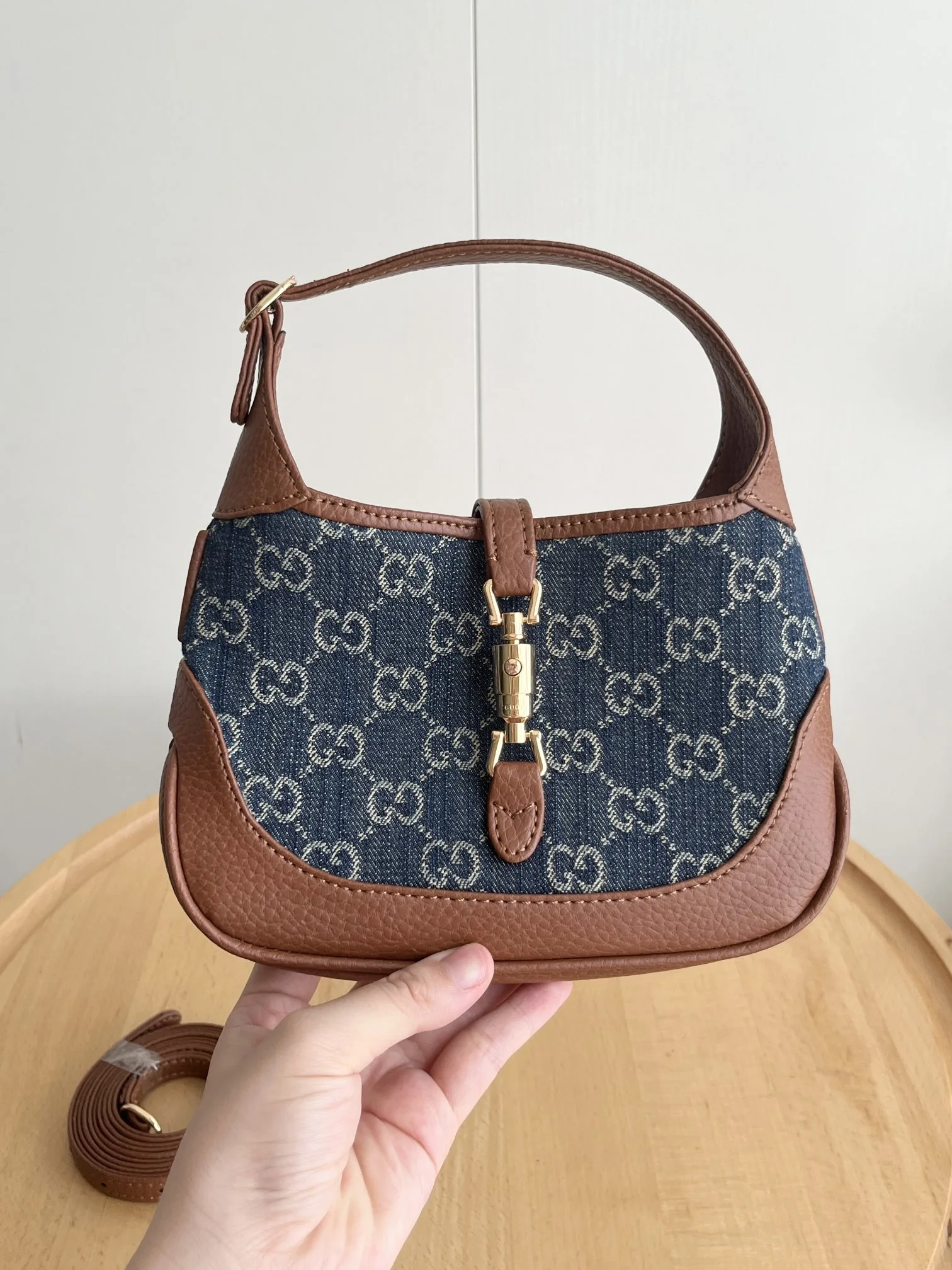 Gucci Jackie 1961 Mini Shoulder Bag GG Denim Blue/Ivory - Bag