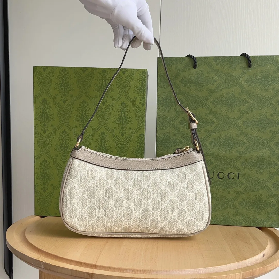 Gucci Ophidia Collection Small Handbag - Beige And White Bag