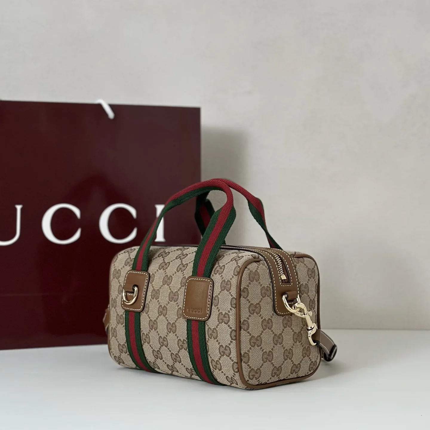 Gucci Mini GG Beige and brown GG canvas Handbag