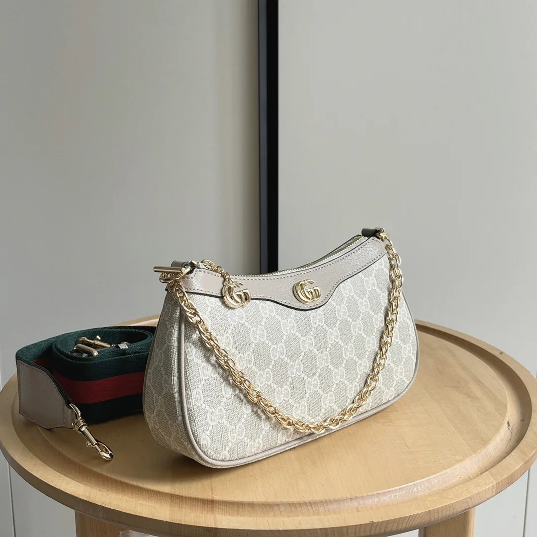 Gucci Ophidia Collection Small Handbag with Extra Starp - Beige And White Bag