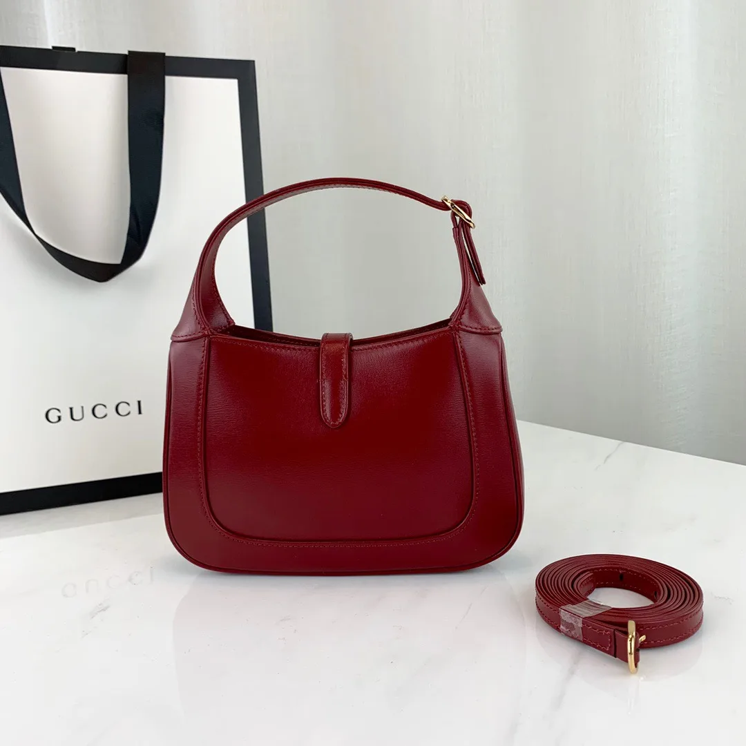 GUCCI Boarded Dyana Lux Calfskin Mini Jackie 1961 Hobo New Cherry Red - Bag