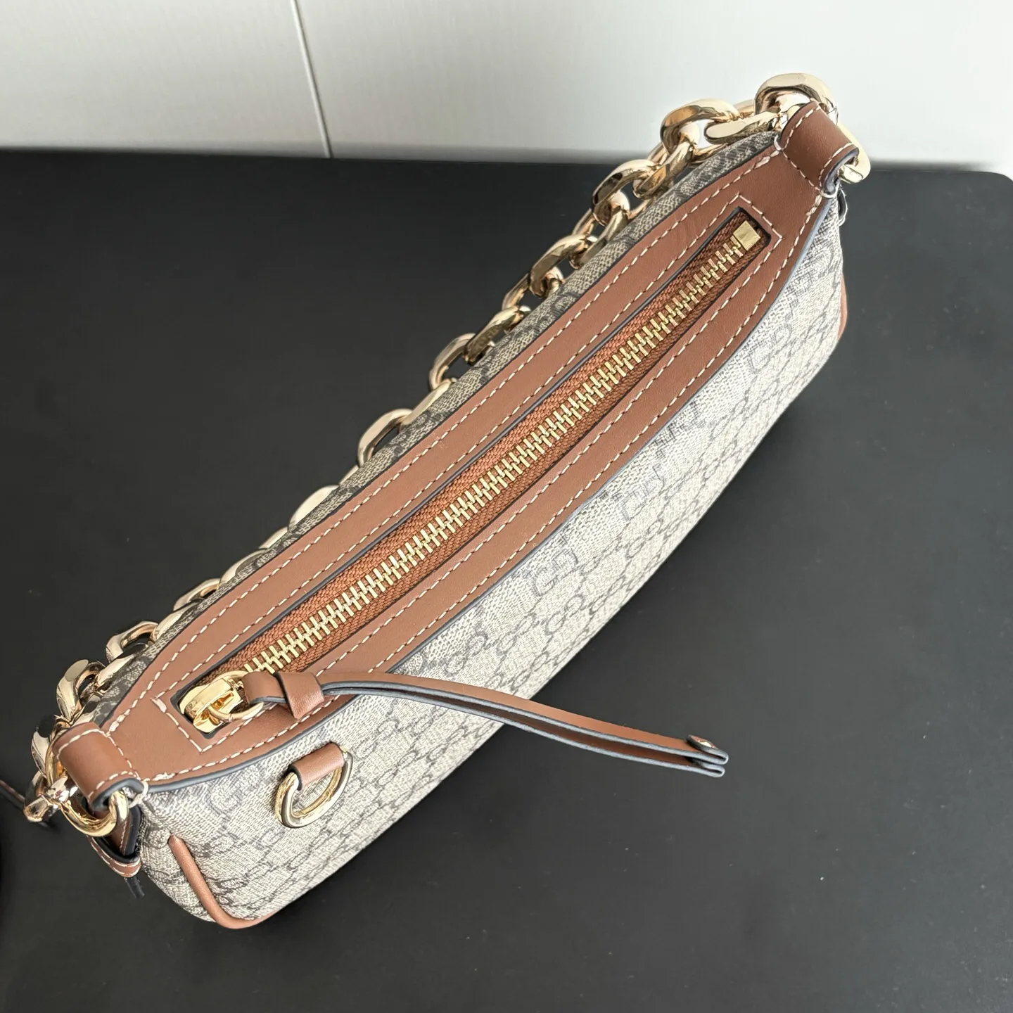 Gucci GG Emblem small shoulder bag- Beige