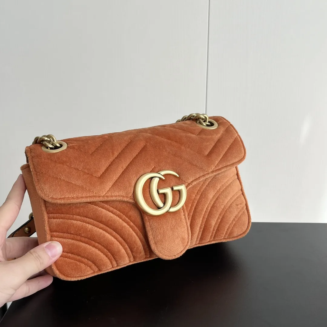 Gucci GG Marmont Velvet Collection - Orange Bag