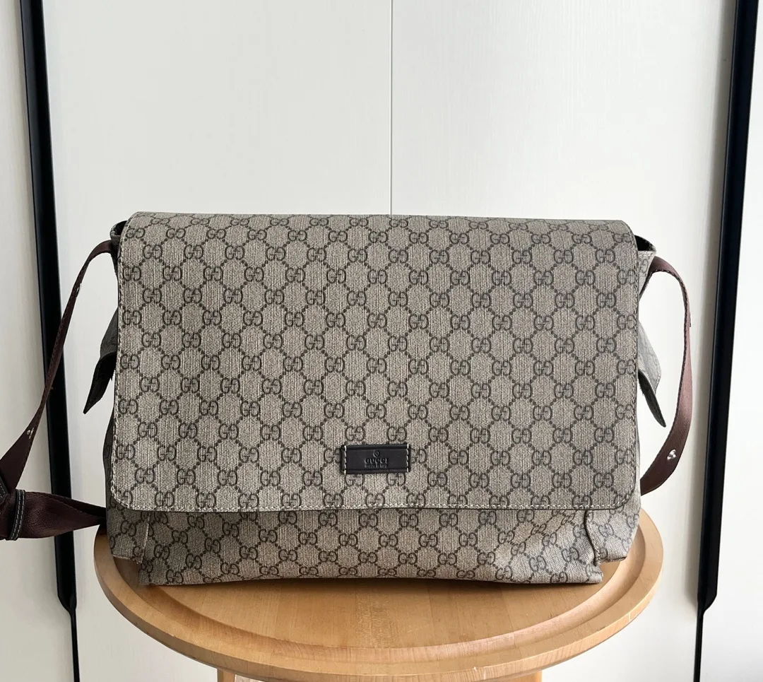 GUCCI GG Diaper Bag Khaki Monogram