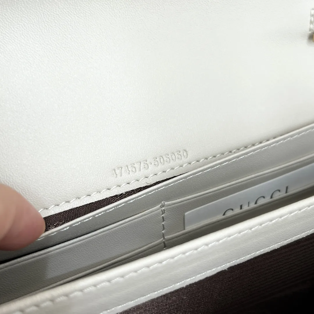 Gucci Marmont Chain Wallet - White Gold Wallet