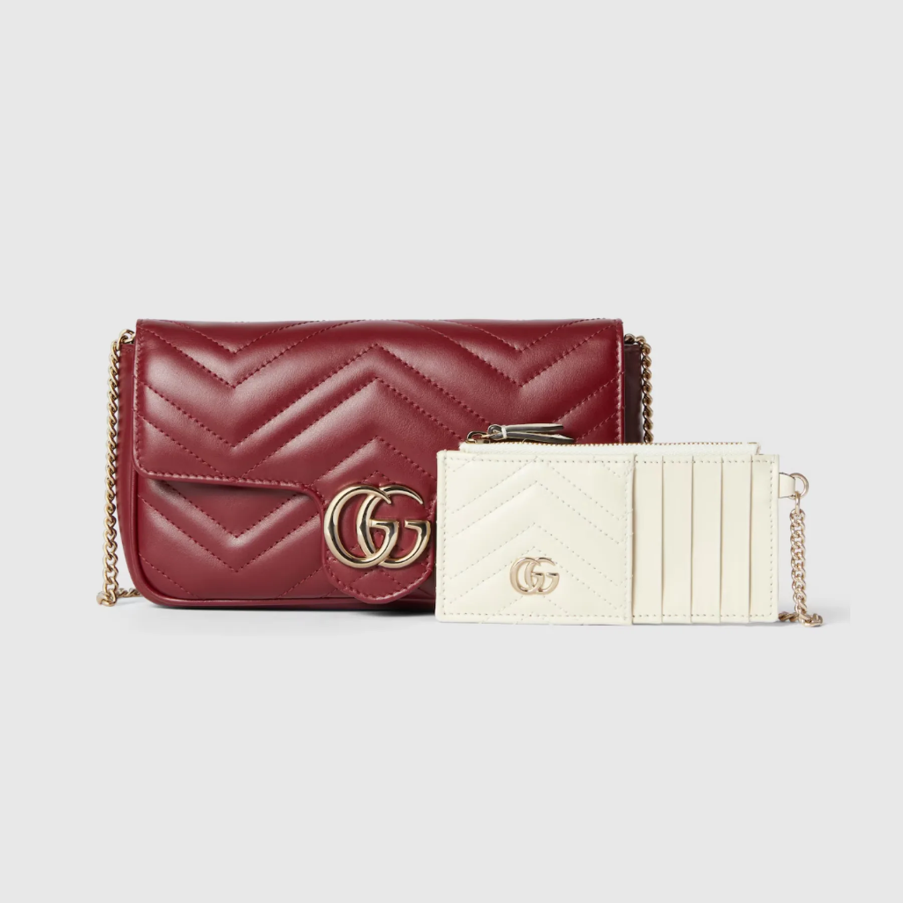 Gucci GG Marmont Red Matelassé Chevron Leather Small Shoulder Bag