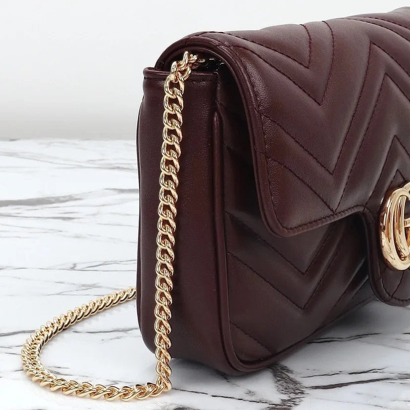 Gucci GG Marmont Red Matelassé Chevron Leather Small Shoulder Bag