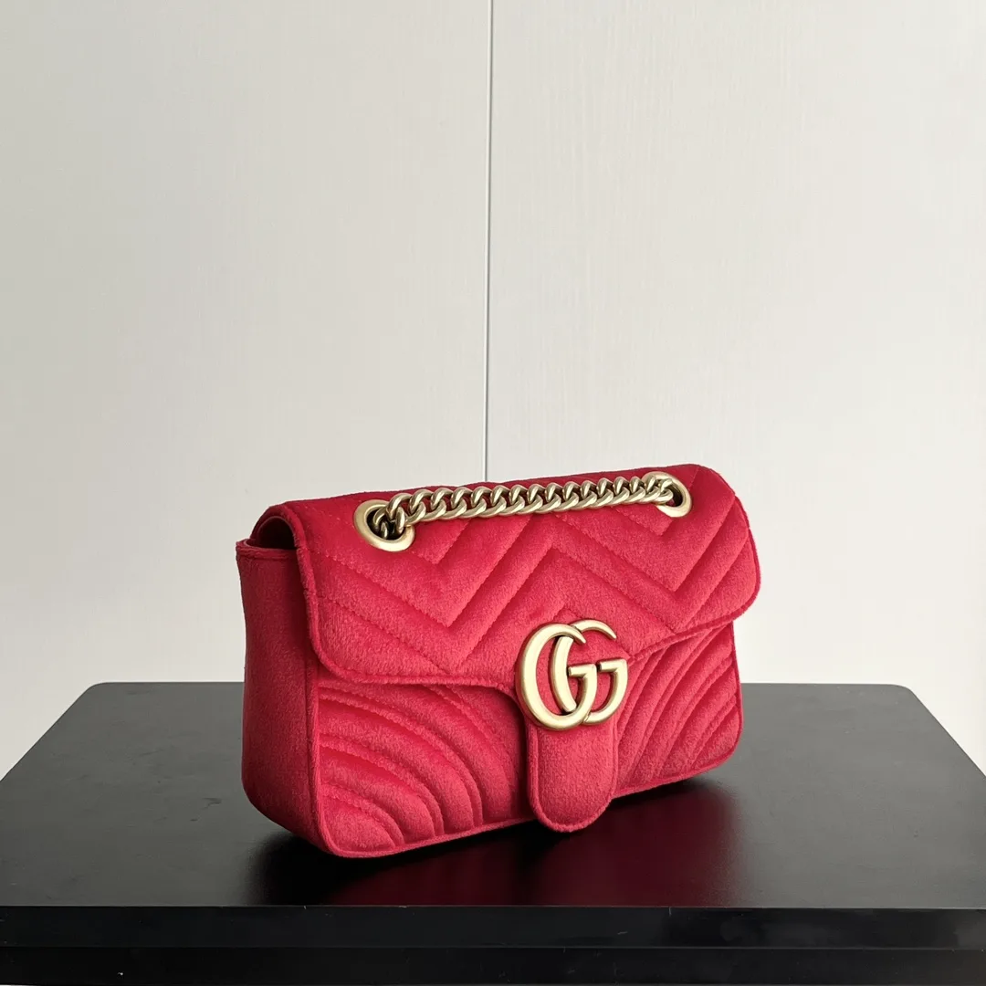 Gucci GG Marmont Velvet Collection - Red Bag