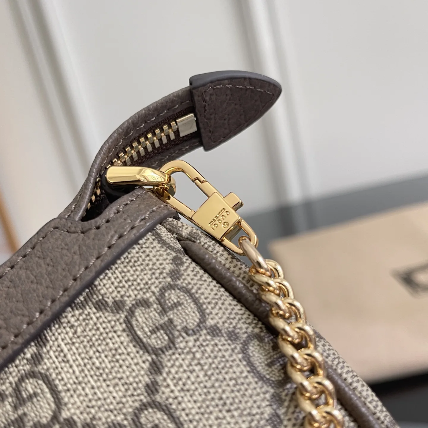 [TOP]Gucci Ophidia Collection Small Handbag - Beige And Dark Brown Bag