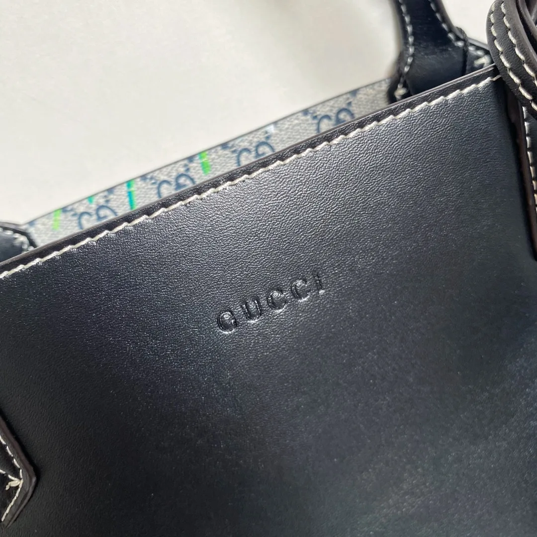 Gucci GG Monogram Blooms Medium Reversible Tote Beige Blue Navy - Bag
