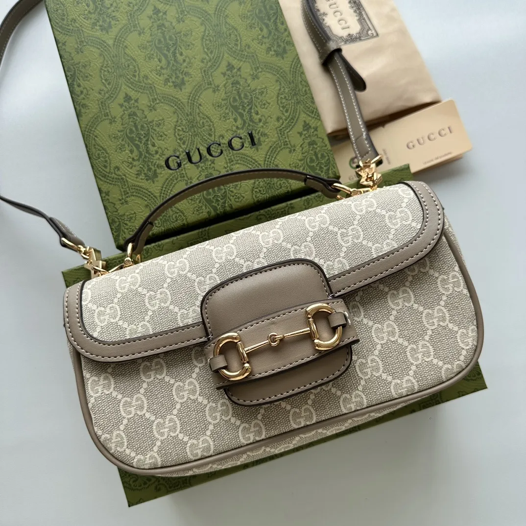 Gucci Horsebit 1955 Small Grey Shoulder Bag