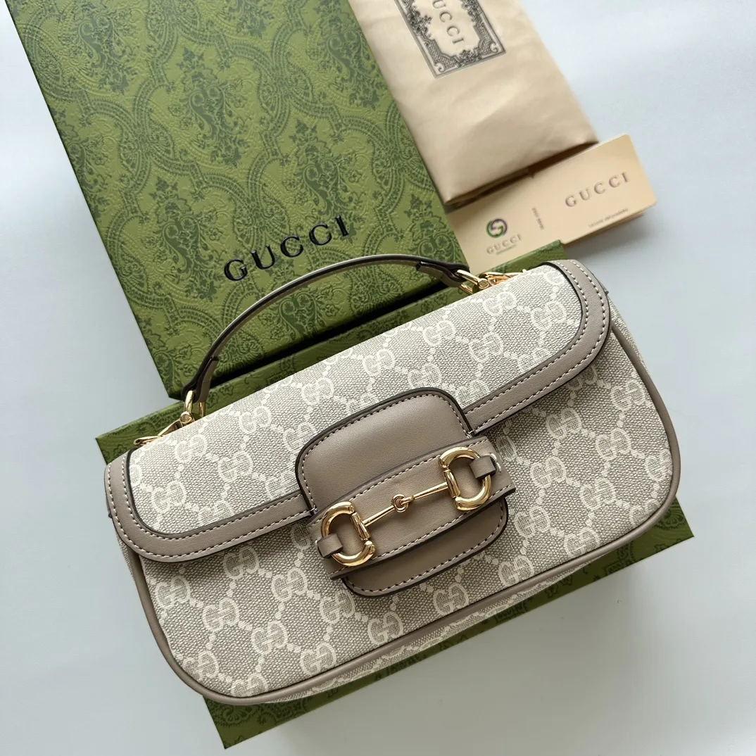 Gucci Horsebit 1955 Small Grey Shoulder Bag
