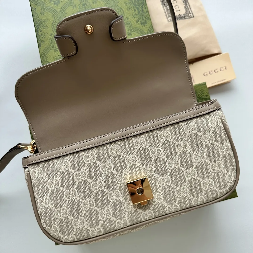 Gucci Horsebit 1955 Small Grey Shoulder Bag