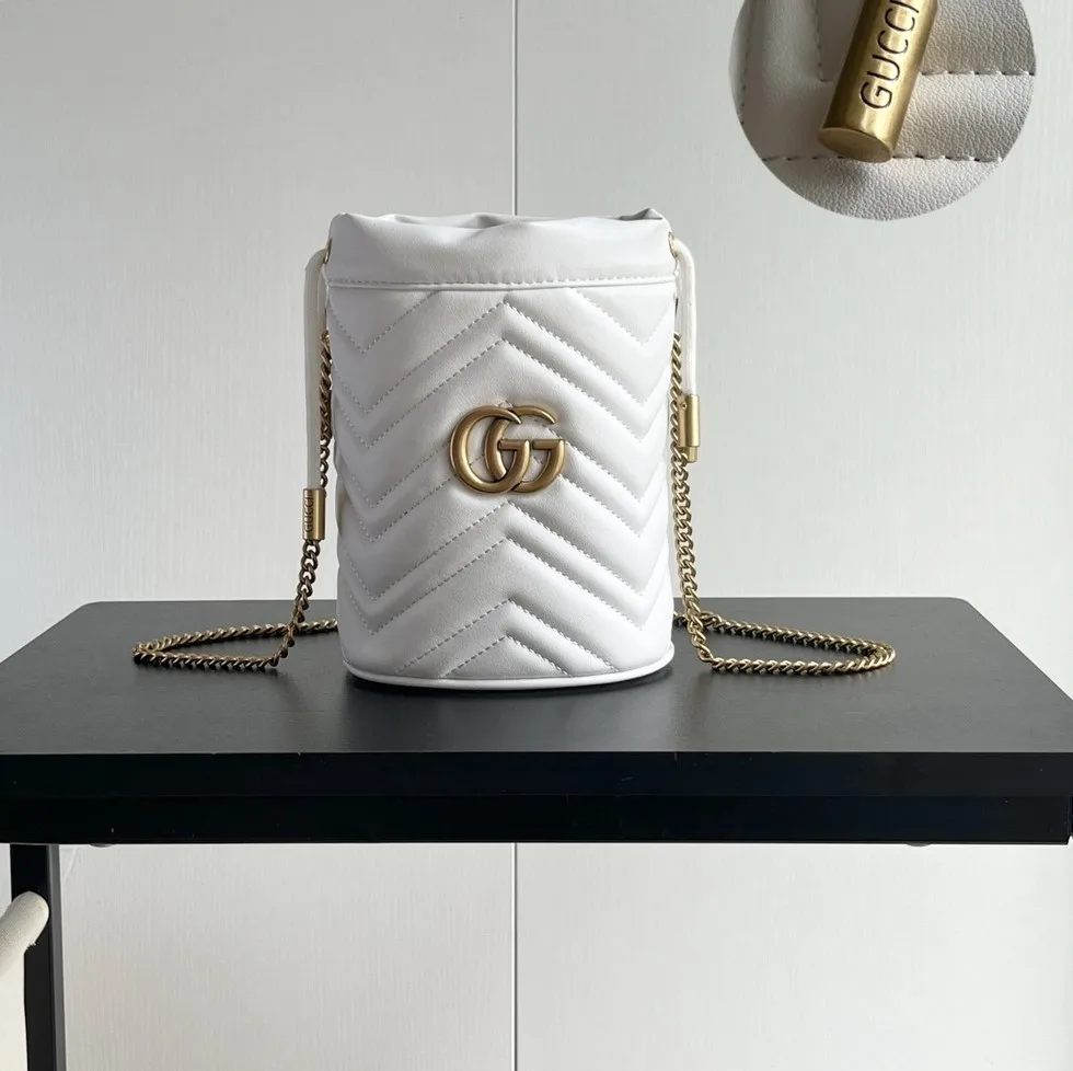 Gucci GG marmont mini bucket bag White - Bag