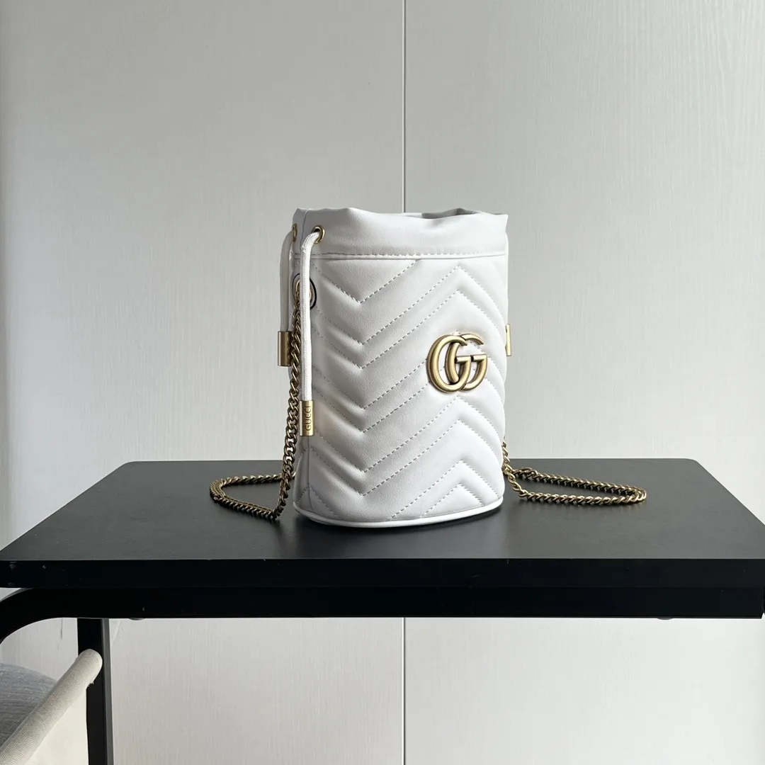 Gucci GG marmont mini bucket bag White - Bag