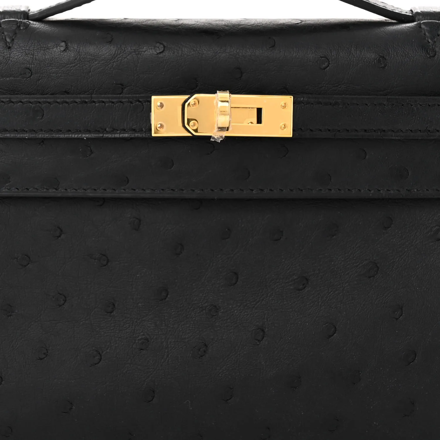 HERMES Ostrich Kelly Pochette Black
