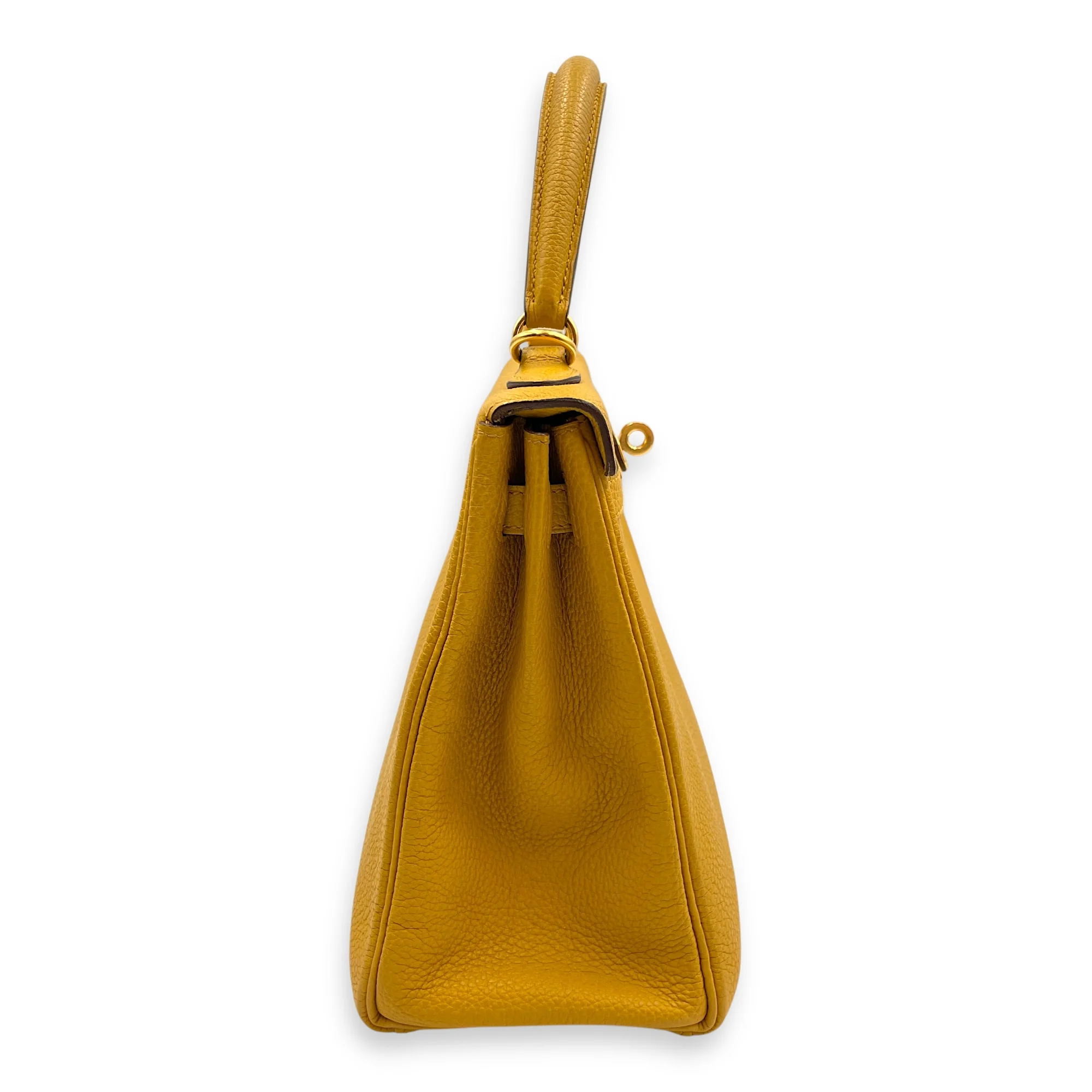Kelly 25 Jaune Ambre in Togo, Gold hardware