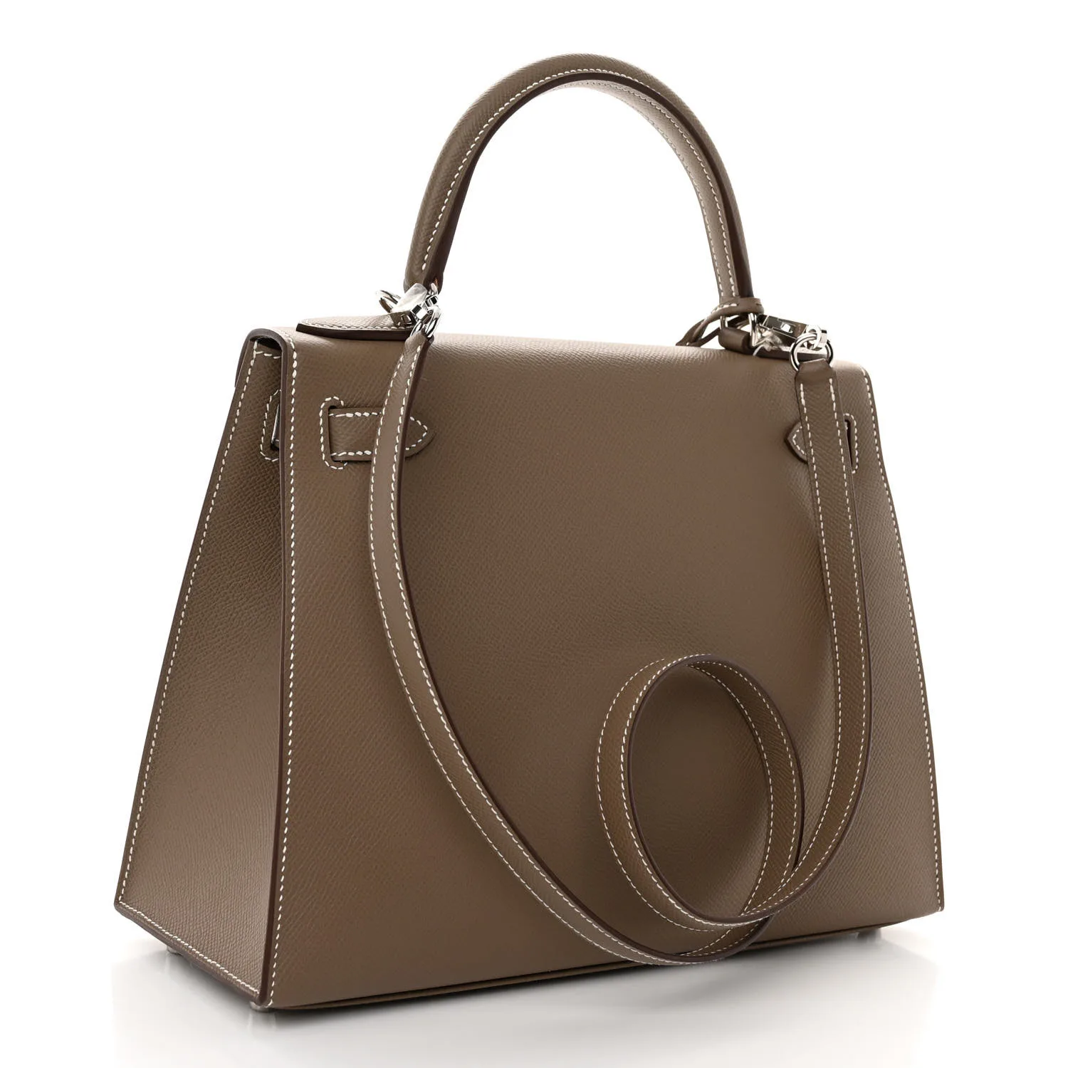 Epsom Kelly Sellier 28 Etoupe (Silver Lock)