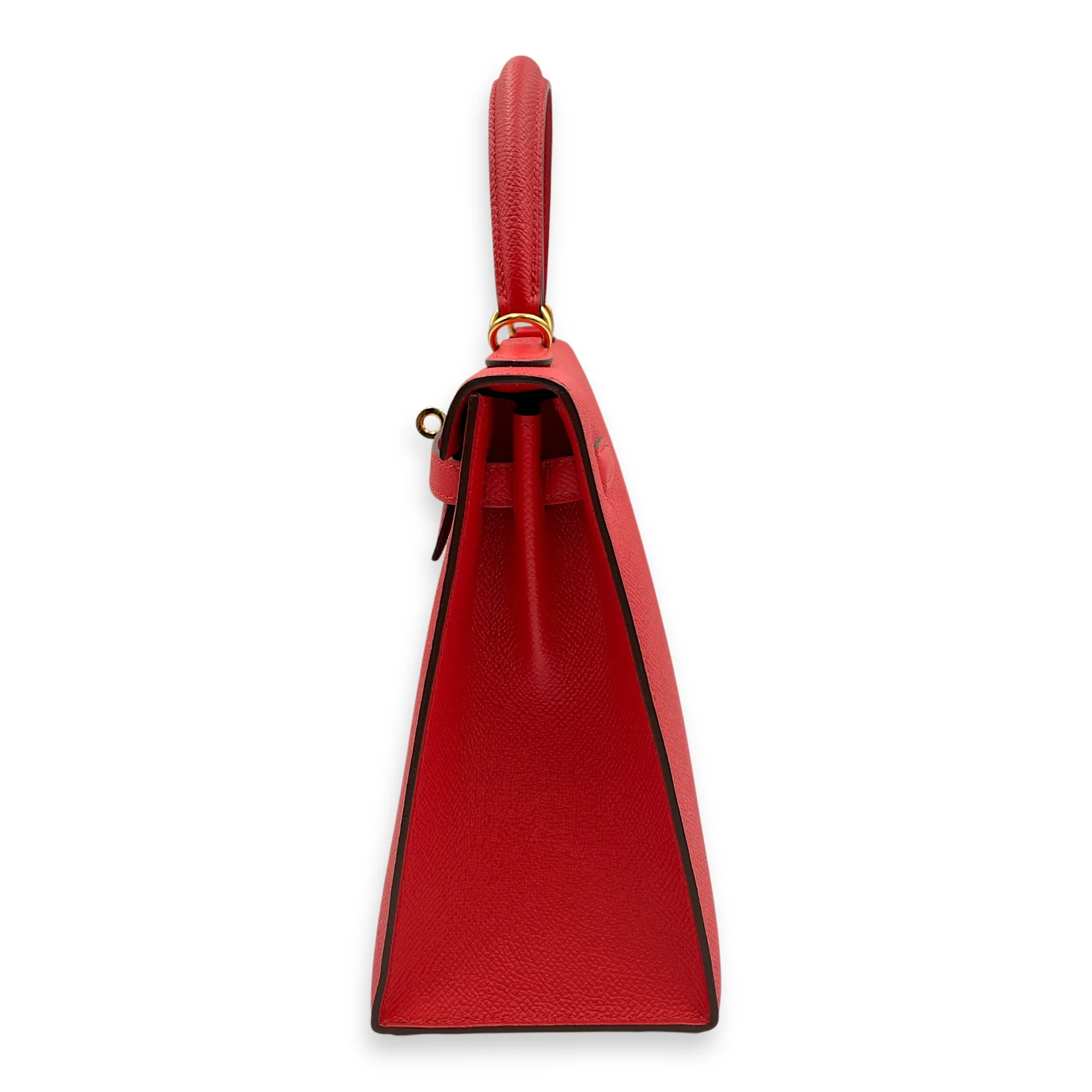 Sellier Kelly 25 Rouge Tomate in Epsom, Gold hardware