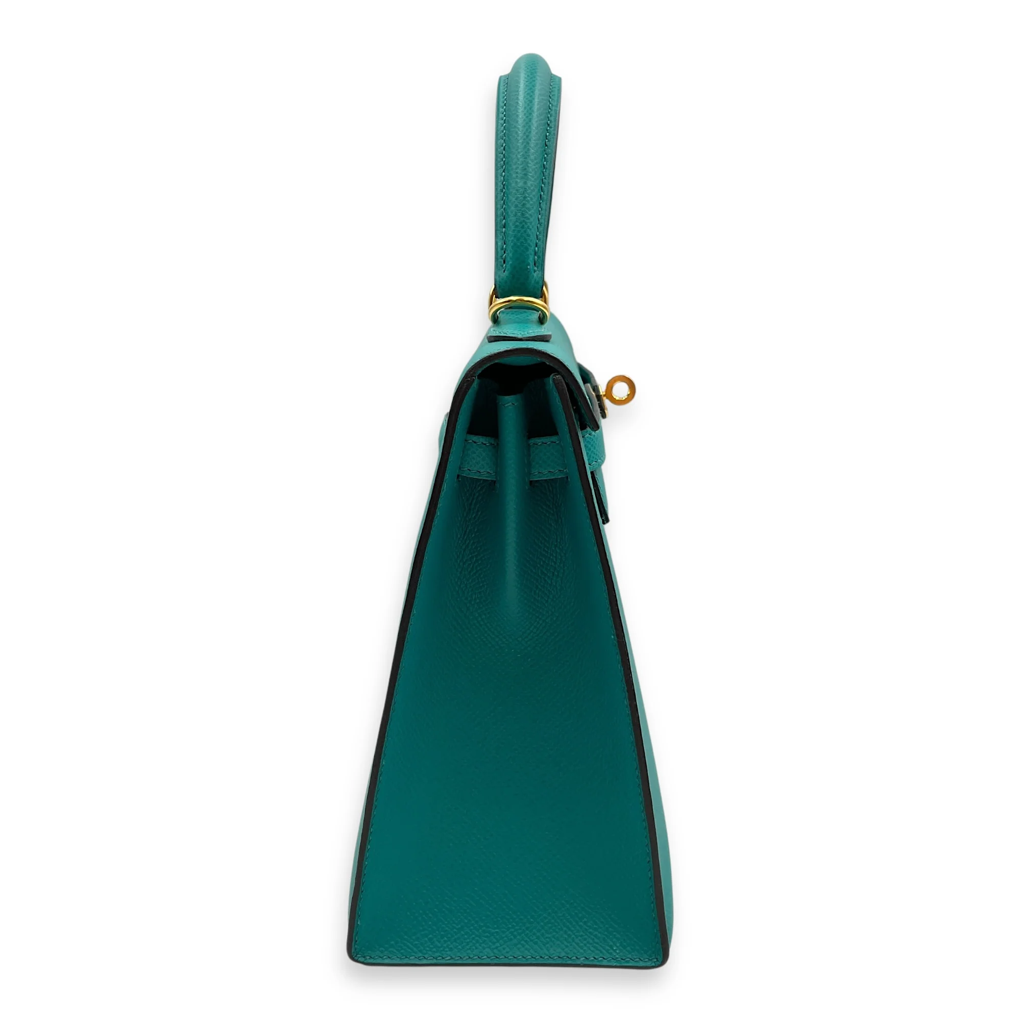 Sellier Kelly 25 Blue Paon in Epsom, Gold hardware
