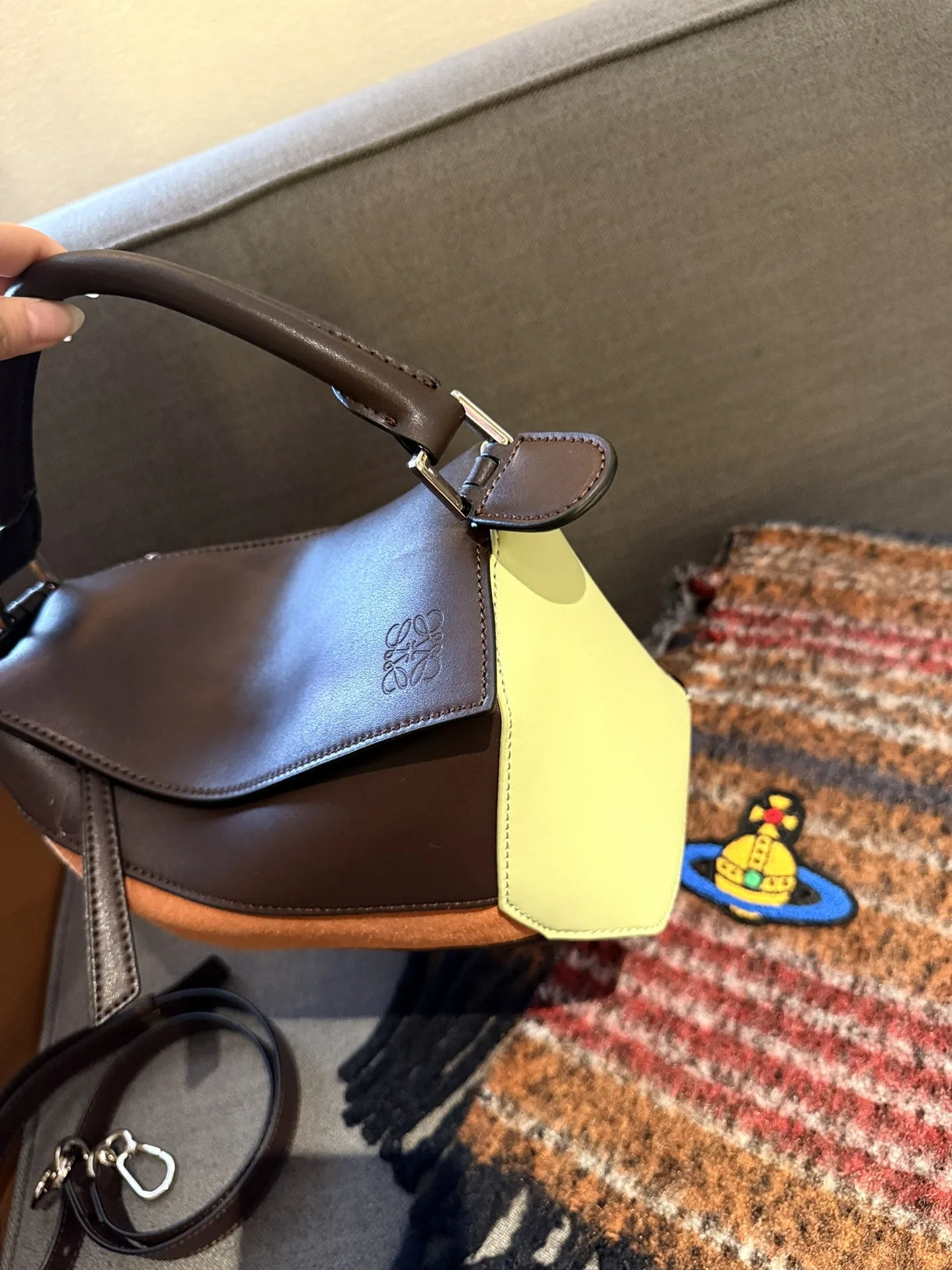 Small Puzzle bag in classic calfskin and suede
