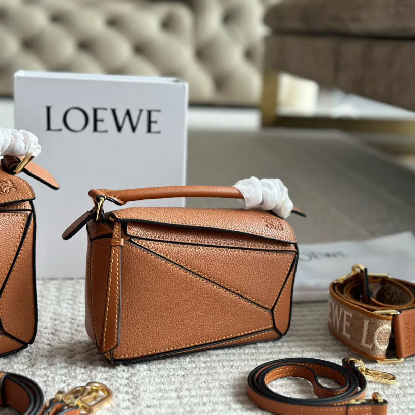 Puzzle bag in soft grained calfskin