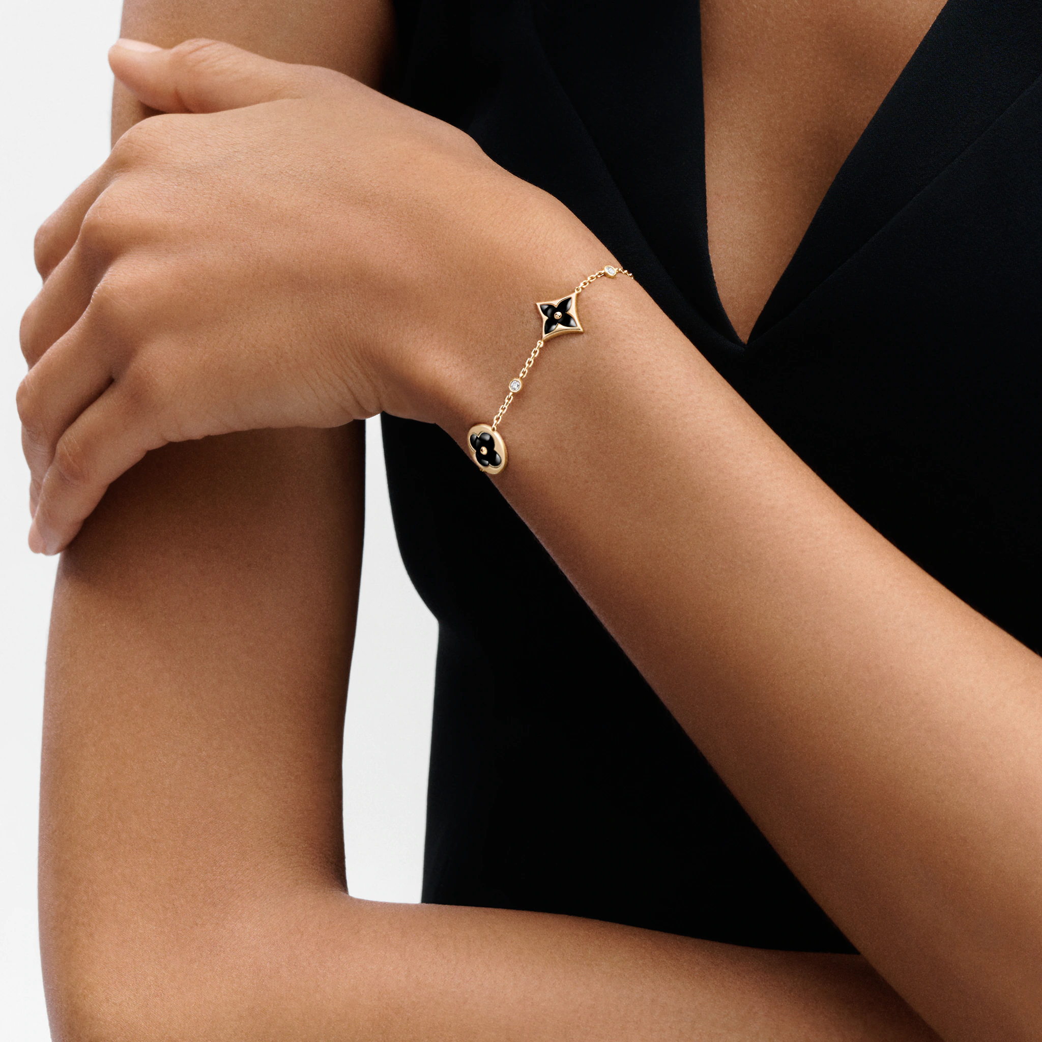Louis Vuitton Color Blossom BB Multi-Motif Bracelet, Yellow Gold, Onyx And Diamonds