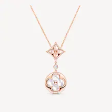Color Blossom Necklace, Pink Gold, Pink Mother-Of-Pearl, White Mother-Of-Pearl And Diamond