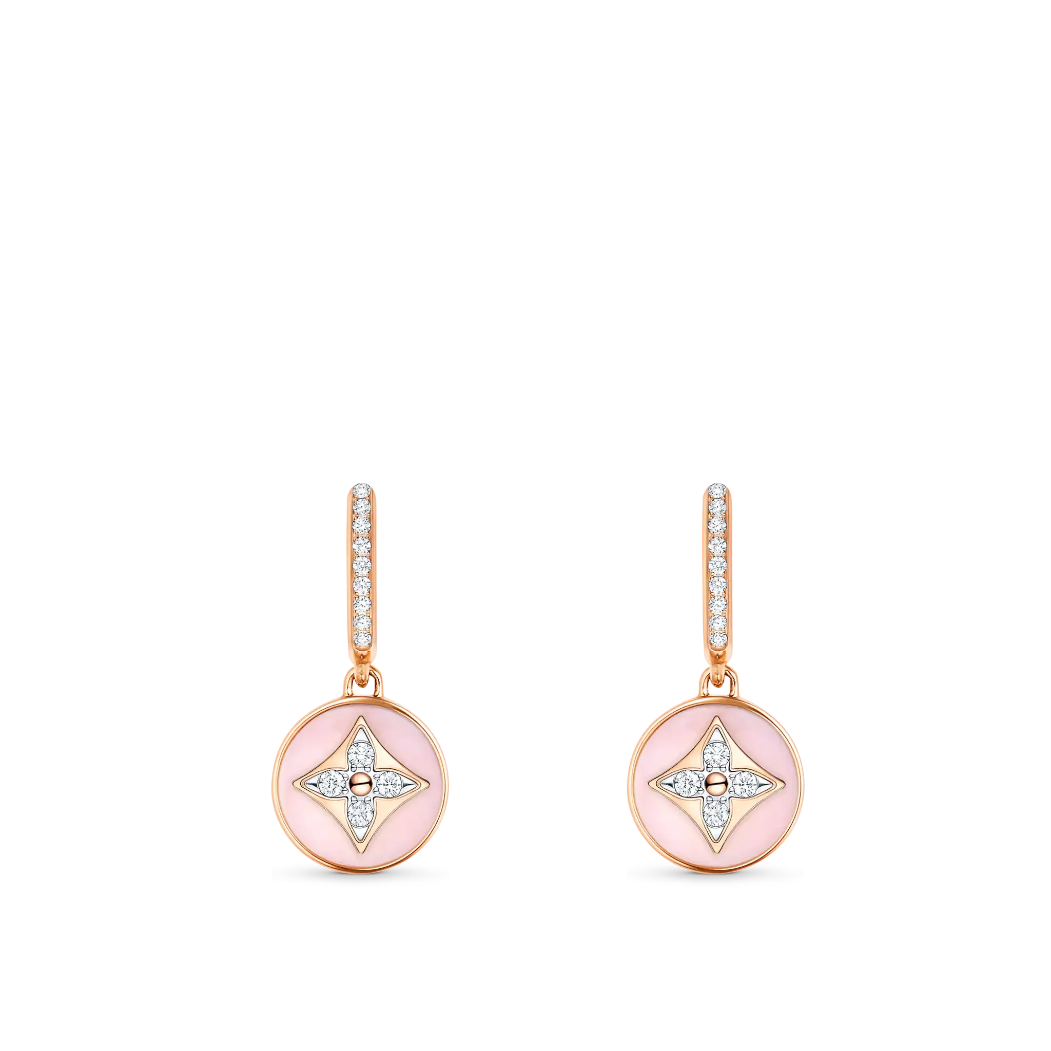 Louis Vuitton B Blossom Earrings, Pink Gold, White Gold, Pink Opal And Diamonds