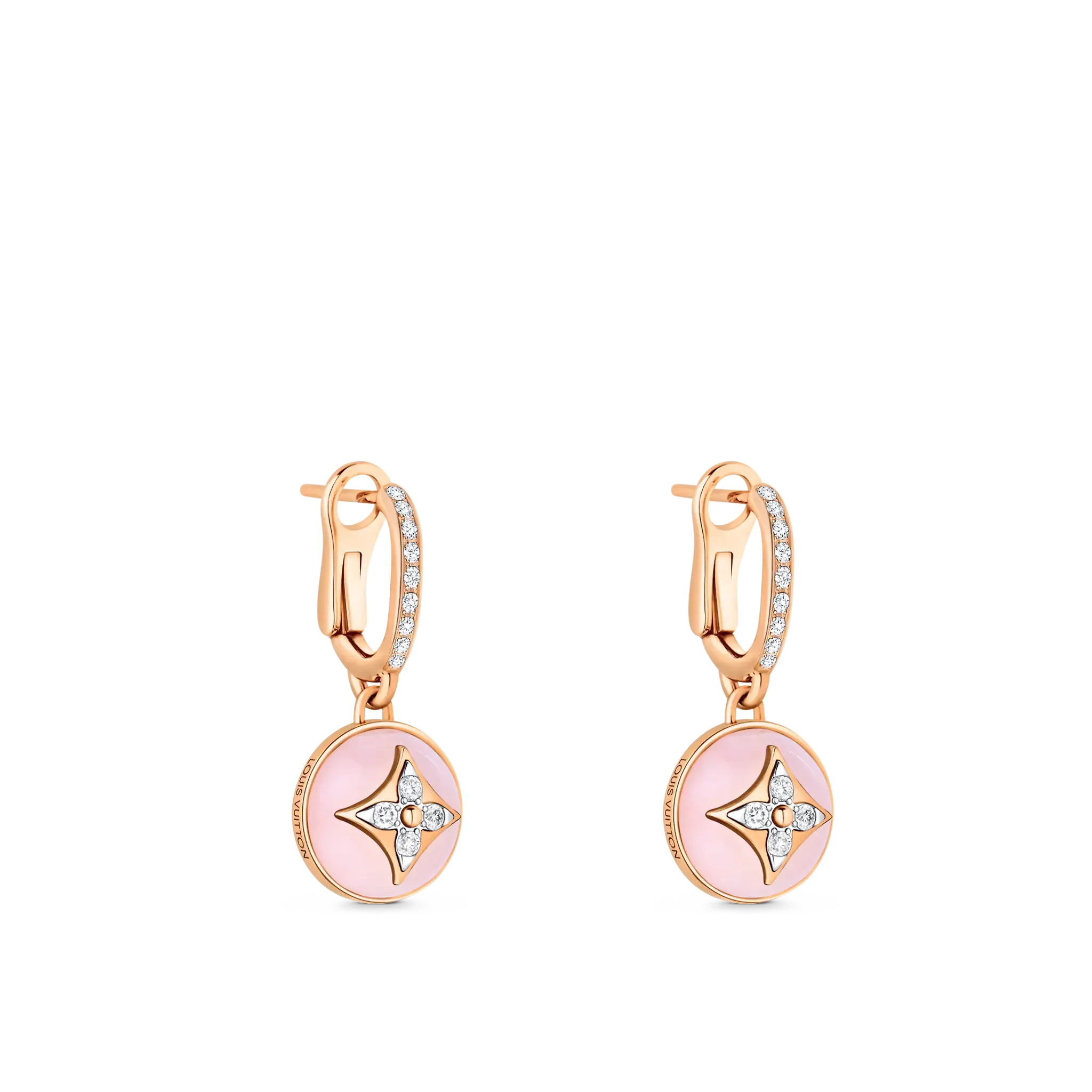 Louis Vuitton B Blossom Earrings, Pink Gold, White Gold, Pink Opal And Diamonds