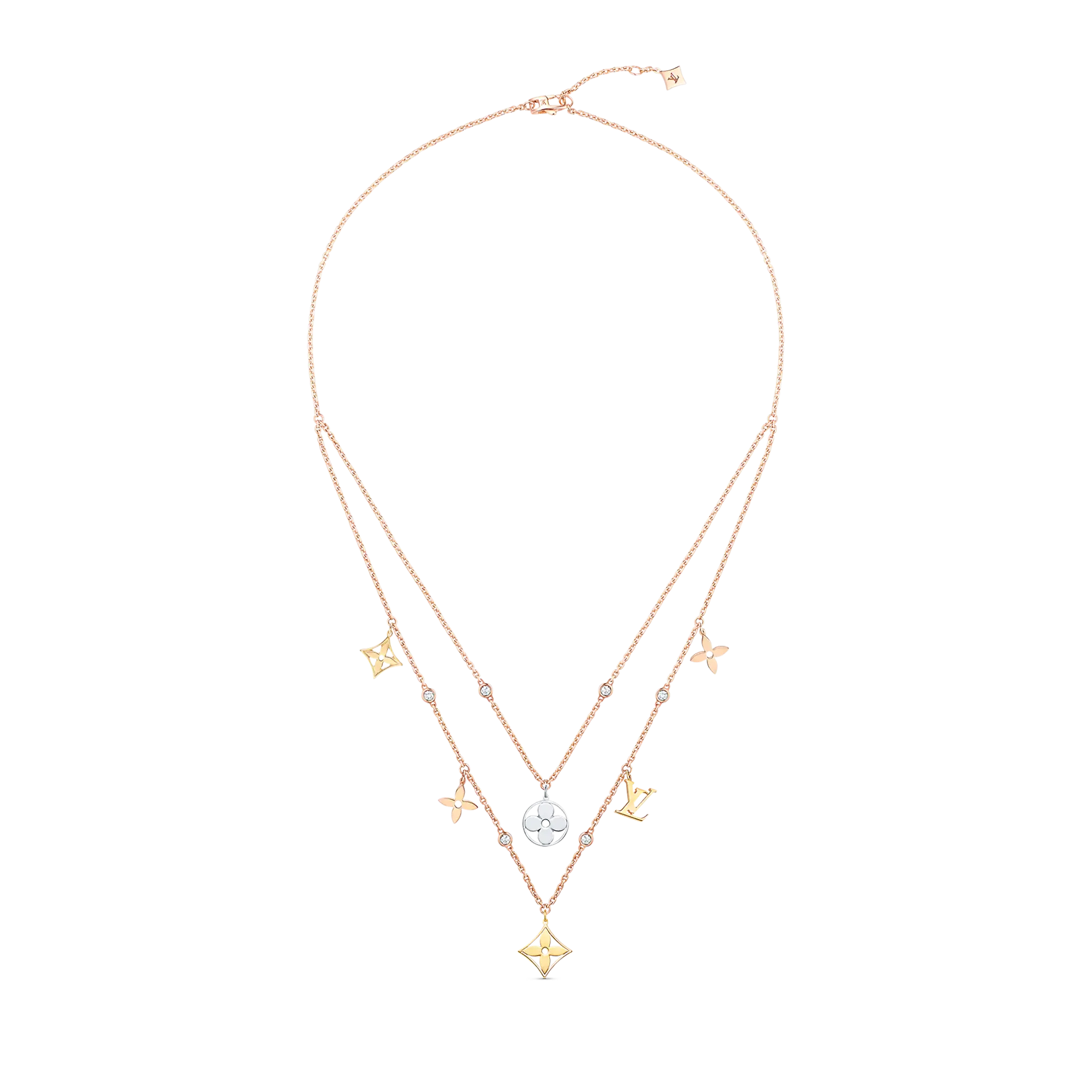 Louis Vuitton Idylle Blossom Charms Necklace, 3 Golds And Diamonds