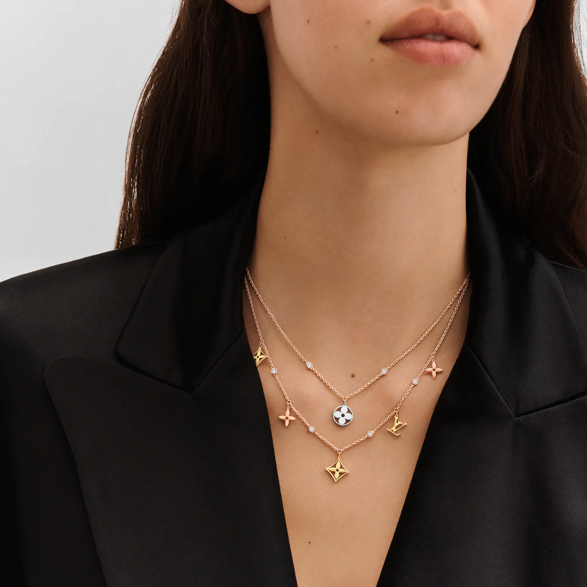 Louis Vuitton Idylle Blossom Charms Necklace, 3 Golds And Diamonds